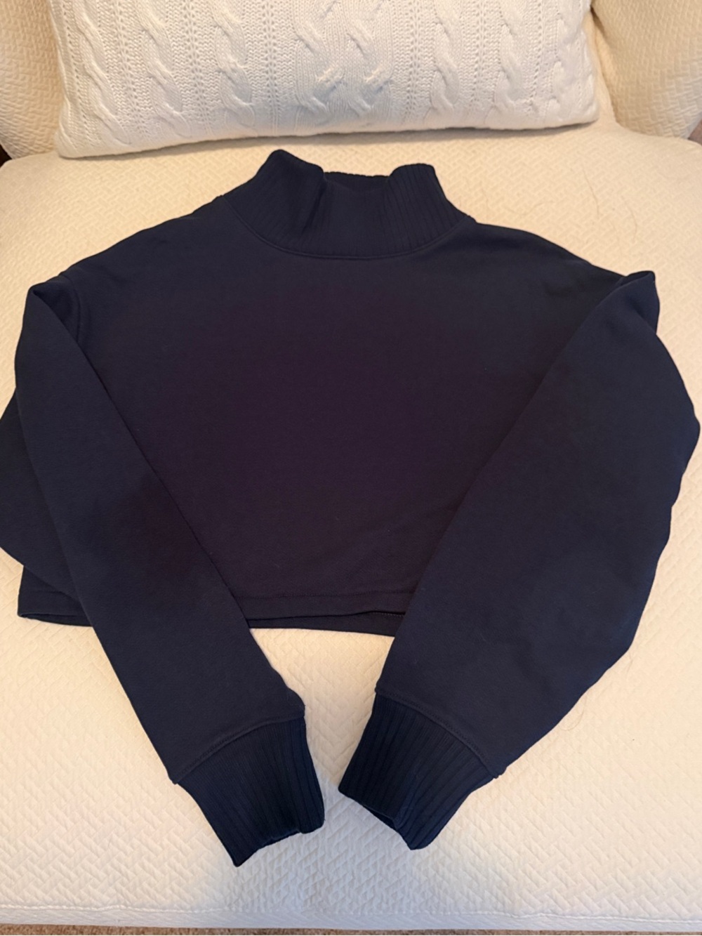 ALO Yoga Cropped Turtleneck Serenity Sweater - Navy